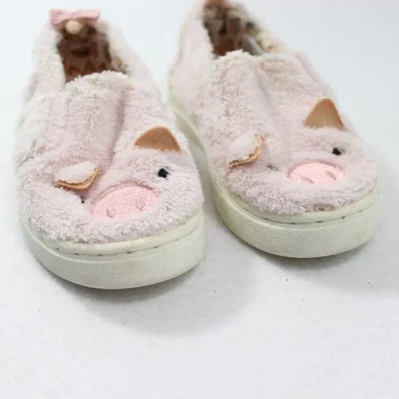 TOMS Year Of The Pig Limited Edition Youth Shoes Little Kids Pink Fuzzy Size 6 - Picture 3 of 7